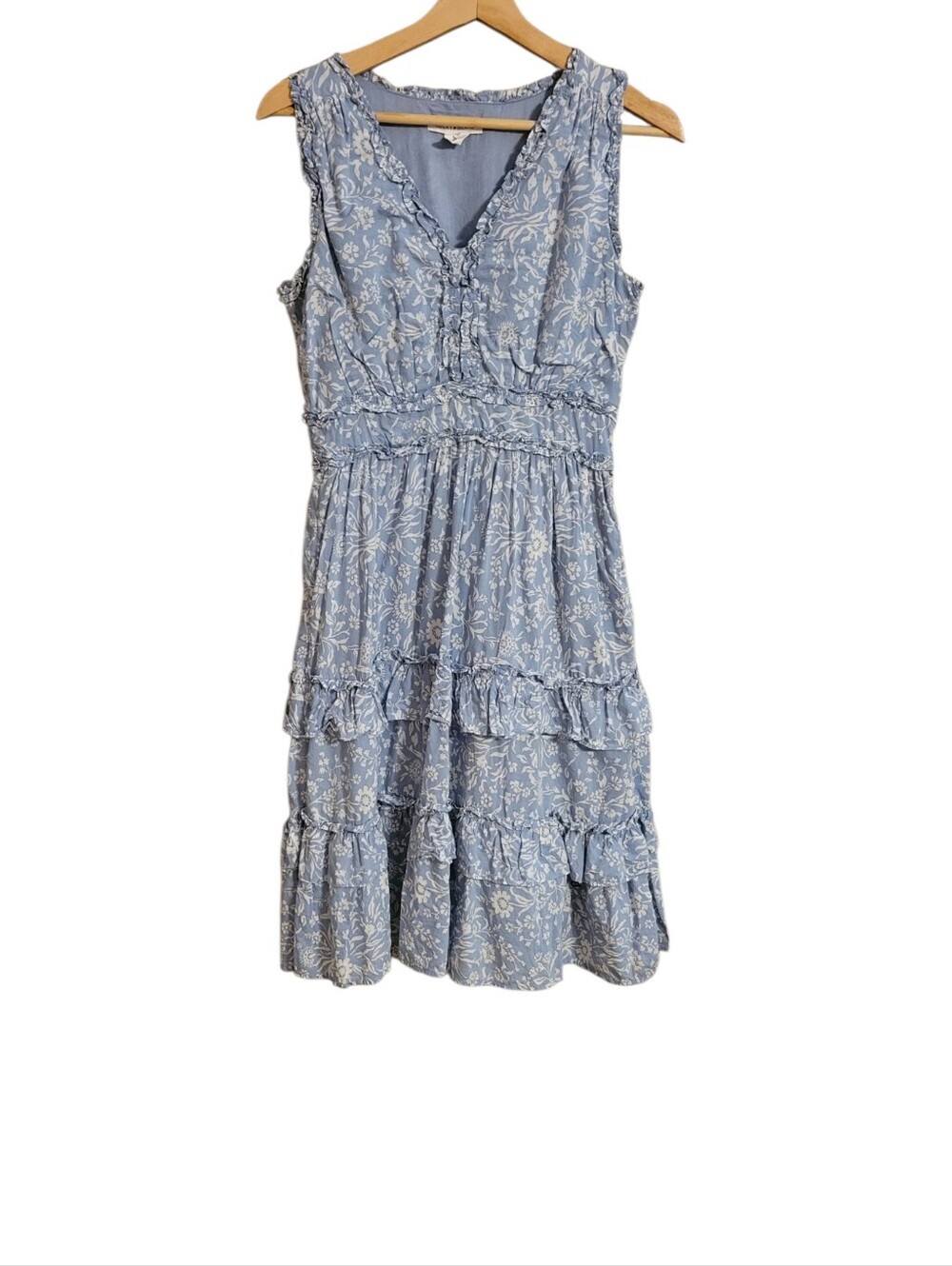 Lucky Brand Blue Floral Tiered Midi Dress